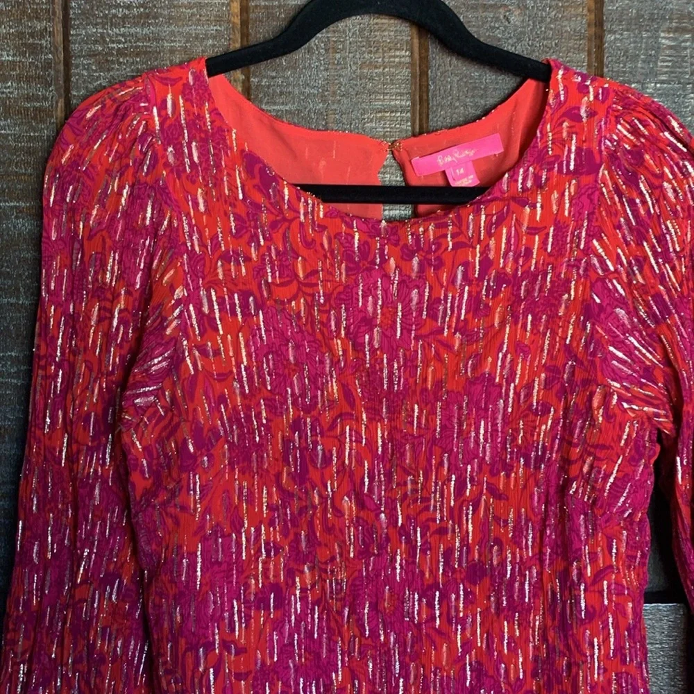 Runs small Lilly Pulitzer blouse womens size 14 elegant preppy floral event - Picture 5 of 12